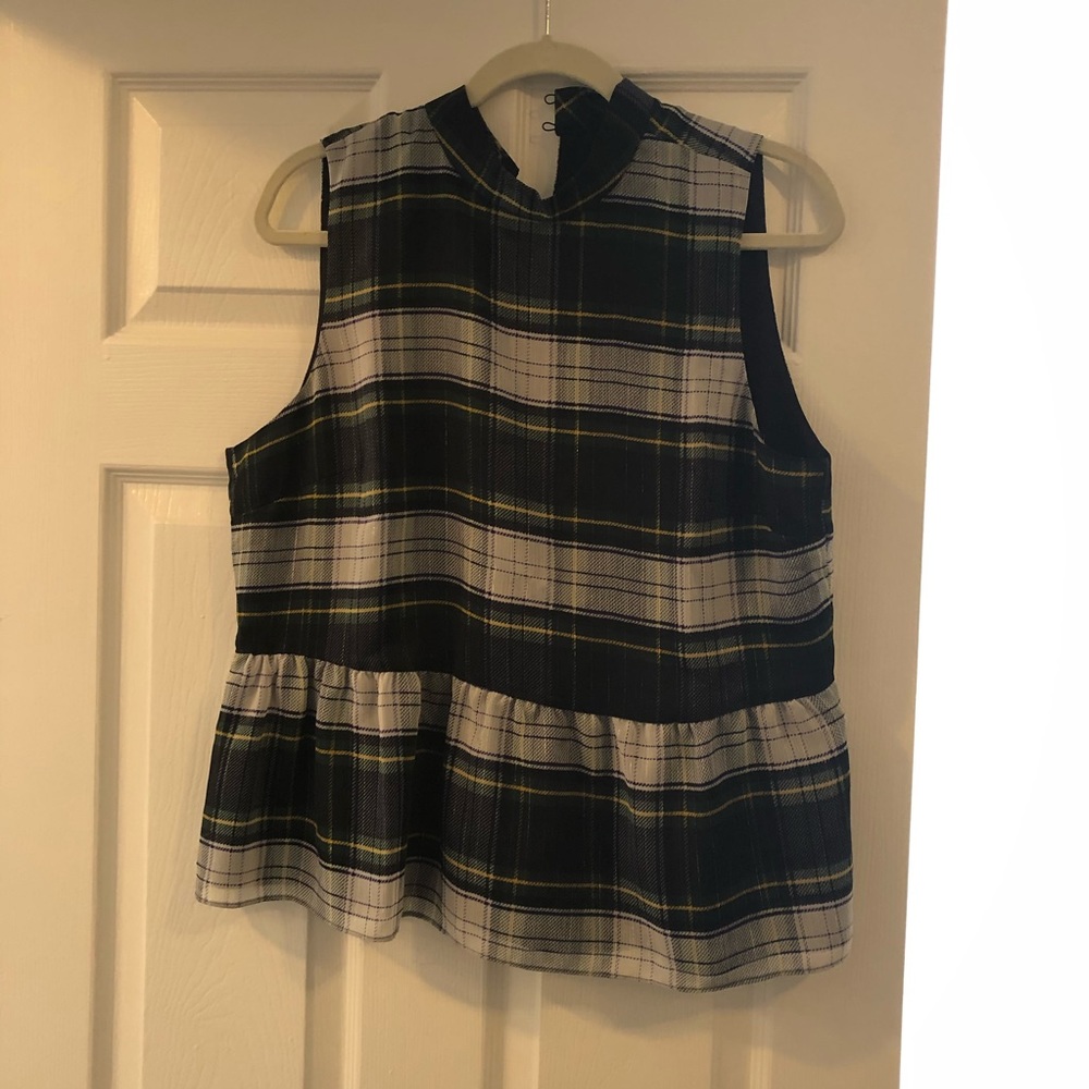 Jcrew peplum plaid top